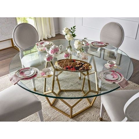 Love. Joy. Bliss. - Miranda Kerr Home Collection - Round Glass Top Dining Table In 2024 | Glass ... inside Miranda Kerr Metal Round Dining Table With Glass Top, Gold
